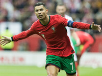 Cristiano Ronaldo , goal celebration during UEFA Nations League match Poland vs Portugal in Warsaw Poland on 12 October 2024. (