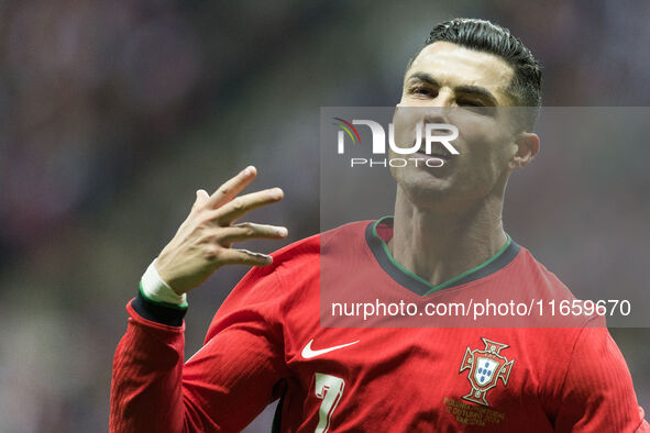 Cristiano Ronaldo , goal celebration during UEFA Nations League match Poland vs Portugal in Warsaw Poland on 12 October 2024. 