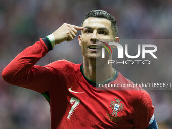 Cristiano Ronaldo , goal celebration during UEFA Nations League match Poland vs Portugal in Warsaw Poland on 12 October 2024. (