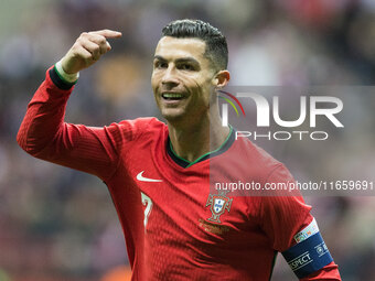 Cristiano Ronaldo , goal celebration during UEFA Nations League match Poland vs Portugal in Warsaw Poland on 12 October 2024. (