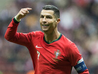 Cristiano Ronaldo , goal celebration during UEFA Nations League match Poland vs Portugal in Warsaw Poland on 12 October 2024. (