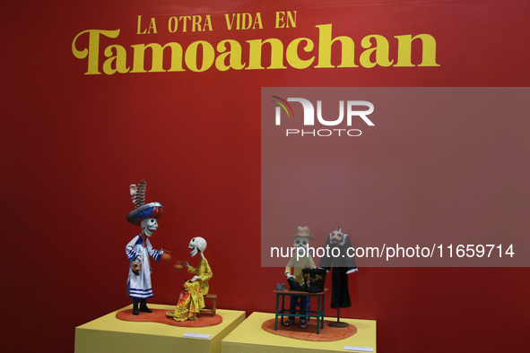 Skulls made of cardboard are seen at the exhibition ''The Other Life in Tamoanchan'' at the National Museum of Popular Cultures in Mexico Ci...