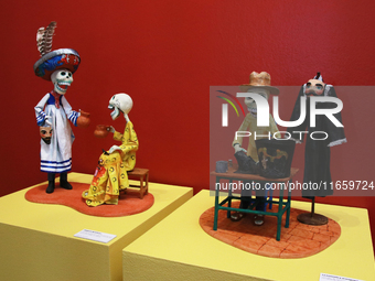 Skulls made of cardboard are seen at the exhibition ''The Other Life in Tamoanchan'' at the National Museum of Popular Cultures in Mexico Ci...