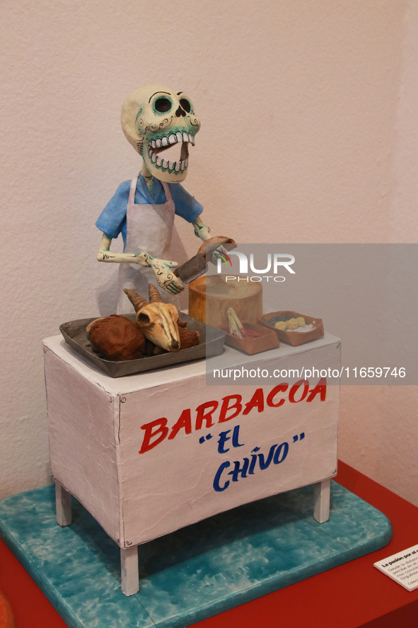 A skull made of cardboard on a barbecue stand is at the exhibition ''The Other Life in Tamoanchan'' at the National Museum of Popular Cultur...