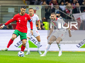 Cristiano Ronaldo is playing  during the  UEFA Nations League 2024 League A Group A1 match between Poland and Portugal , at the PGE Narodowy...