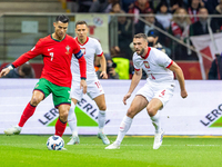 Cristiano Ronaldo is playing  during the  UEFA Nations League 2024 League A Group A1 match between Poland and Portugal , at the PGE Narodowy...