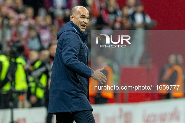 Roberto Martínez reacts during the  UEFA Nations League 2024 League A Group A1 match between Poland and Portugal , at the PGE Narodowy in Wa...