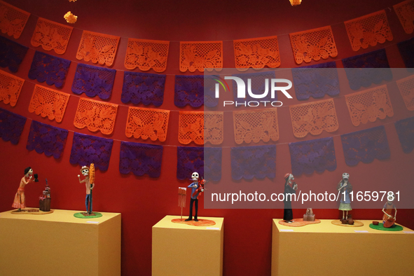 Skulls made of cardboard are seen at the exhibition ''The Other Life in Tamoanchan'' at the National Museum of Popular Cultures in Mexico Ci...