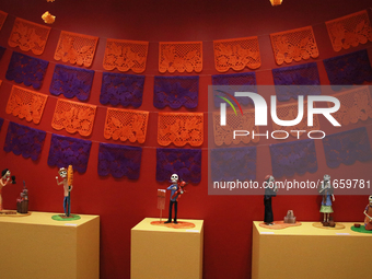 Skulls made of cardboard are seen at the exhibition ''The Other Life in Tamoanchan'' at the National Museum of Popular Cultures in Mexico Ci...