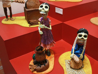 Skulls made of cardboard are seen at the exhibition ''The Other Life in Tamoanchan'' at the National Museum of Popular Cultures in Mexico Ci...