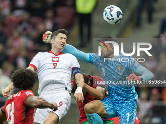 Robert Lewandowski , Diogo Costa  during UEFA Nations League match Poland vs Portugal in Warsaw Poland on 12 October 2024. (