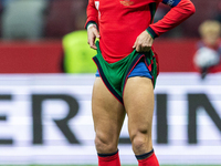 Cristiano Ronaldo is playing  during the  UEFA Nations League 2024 League A Group A1 match between Poland and Portugal , at the PGE Narodowy...