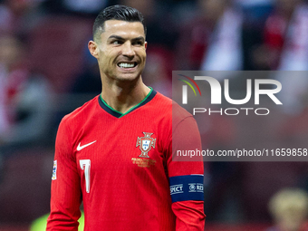 Cristiano Ronaldo is playing  during the  UEFA Nations League 2024 League A Group A1 match between Poland and Portugal , at the PGE Narodowy...