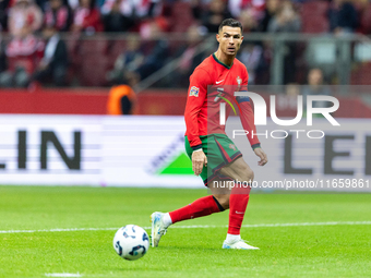 Cristiano Ronaldo is playing  during the  UEFA Nations League 2024 League A Group A1 match between Poland and Portugal , at the PGE Narodowy...