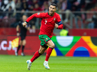 Cristiano Ronaldo is playing  during the  UEFA Nations League 2024 League A Group A1 match between Poland and Portugal , at the PGE Narodowy...