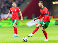 Cristiano Ronaldo is playing  during the  UEFA Nations League 2024 League A Group A1 match between Poland and Portugal , at the PGE Narodowy...