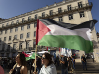 A general view occurs during a demonstration supporting Palestine in Lisbon, Portugal, on October 12, 2024. (