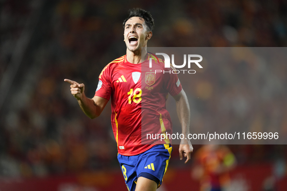 Martin Zubimendi defensive midfield of Spain and Real Sociedad celebrates after scoring his sides first goal during the UEFA Nations League...