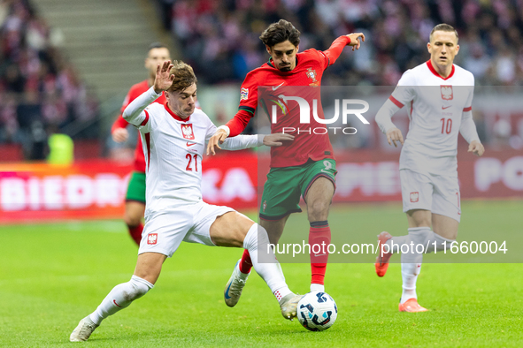 Nicola zalewski, Francisco Trincao are playing during the  UEFA Nations League 2024 League A Group A1 match between Poland and Portugal , at...