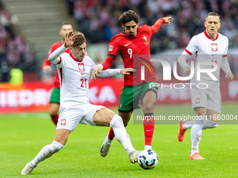 Nicola zalewski, Francisco Trincao are playing during the  UEFA Nations League 2024 League A Group A1 match between Poland and Portugal , at...