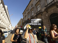 A general view occurs during a demonstration supporting Palestine in Lisbon, Portugal, on October 12, 2024. (