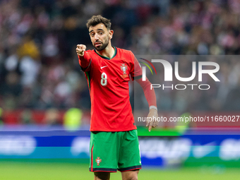 Bruno Fernandes is playing during the  UEFA Nations League 2024 League A Group A1 match between Poland and Portugal , at the PGE Narodowy in...