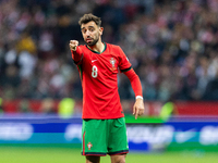 Bruno Fernandes is playing during the  UEFA Nations League 2024 League A Group A1 match between Poland and Portugal , at the PGE Narodowy in...