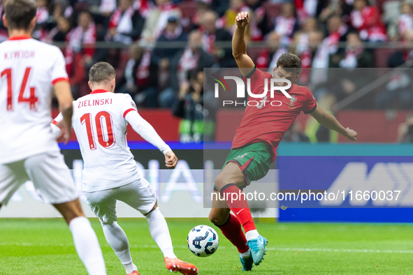 Ruben Dias is playing during the  UEFA Nations League 2024 League A Group A1 match between Poland and Portugal , at the PGE Narodowy in Wars...