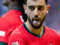 Bruno Fernandes is playing during the  UEFA Nations League 2024 League A Group A1 match between Poland and Portugal , at the PGE Narodowy in...