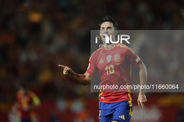 Martin Zubimendi defensive midfield of Spain and Real Sociedad celebrates after scoring his sides first goal during the UEFA Nations League...