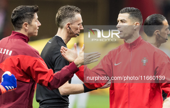 Robert Lewandowski , Cristiano Ronaldo  during UEFA Nations League match Poland vs Portugal in Warsaw Poland on 12 October 2024. 