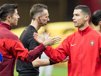 Robert Lewandowski , Cristiano Ronaldo  during UEFA Nations League match Poland vs Portugal in Warsaw Poland on 12 October 2024. (