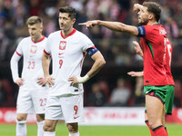 Robert Lewandowski , Ruben Dias  during UEFA Nations League match Poland vs Portugal in Warsaw Poland on 12 October 2024. (