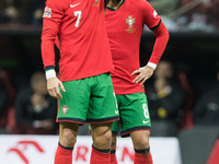 Cristiano Ronaldo , Bruno Fernandes  during UEFA Nations League match Poland vs Portugal in Warsaw Poland on 12 October 2024. (