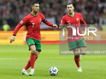 Cristiano Ronaldo , Diogo Dalot  during UEFA Nations League match Poland vs Portugal in Warsaw Poland on 12 October 2024. (