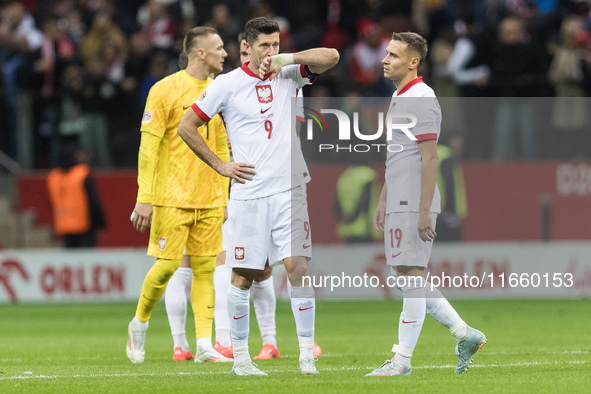 Robert Lewandowski , Przemyslaw Frankowski  during UEFA Nations League match Poland vs Portugal in Warsaw Poland on 12 October 2024. 