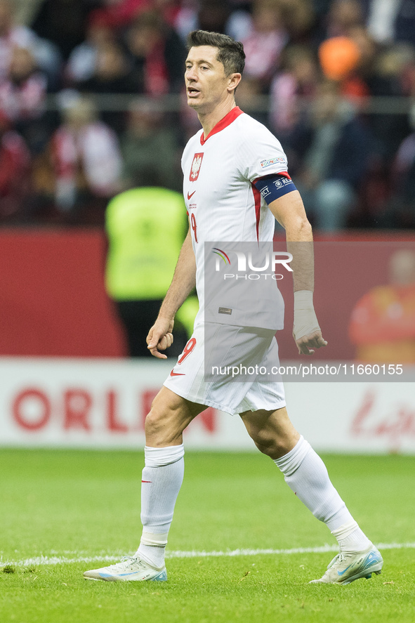 Robert Lewandowski  during UEFA Nations League match Poland vs Portugal in Warsaw Poland on 12 October 2024. 