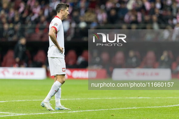 Robert Lewandowski  during UEFA Nations League match Poland vs Portugal in Warsaw Poland on 12 October 2024. 