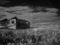 An abandoned homestead gradually succumbs to weather and age in Fall River County, South Dakota, USA. (