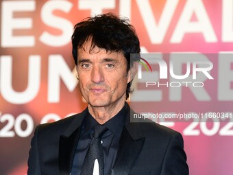 Portrait of actor Gulio Base and an actress at the opening night of the Lumiere festival in Lyon, France, on October 12, 2024. (