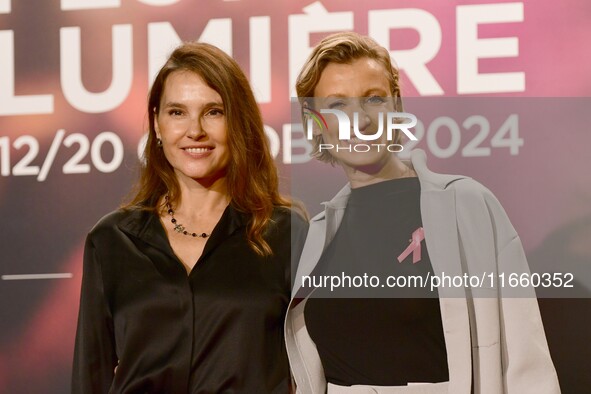 Portrait of actresses Alexandra Lamy and Virginie Ledoyen at the opening night of the Lumiere festival in Lyon, France, on October 12, 2024....