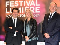 Portrait of Laurent Gerra and Christian Carrion at the opening night of the Lumiere festival in Lyon, France, on October 12, 2024. (