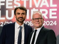 Portrait of Gregory Doucet and Thierry Fremaux at the opening night of the Lumiere festival in Lyon, France, on October 12, 2024. (