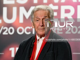 Portrait of Costa Gavras and his wife at the opening night of the Lumiere festival in Lyon, France, on October 12, 2024. (