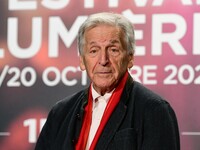 Portrait of Costa Gavras and his wife at the opening night of the Lumiere festival in Lyon, France, on October 12, 2024. (