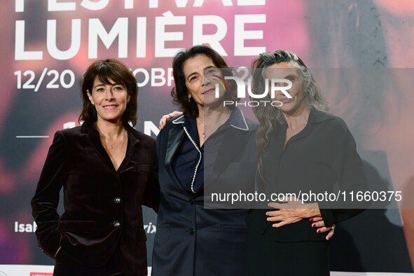 Portrait of actress Angela Molina and two actresses at the opening night of the Lumiere festival in Lyon, France, on October 12, 2024. 