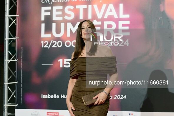 Portrait of Monica Bellucci at the opening night of the Lumiere festival in Lyon, France, on October 12, 2024. 