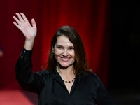 Portrait of Virginie Ledoyen at the opening night of the Lumiere festival in Lyon, France, on October 12, 2024. (