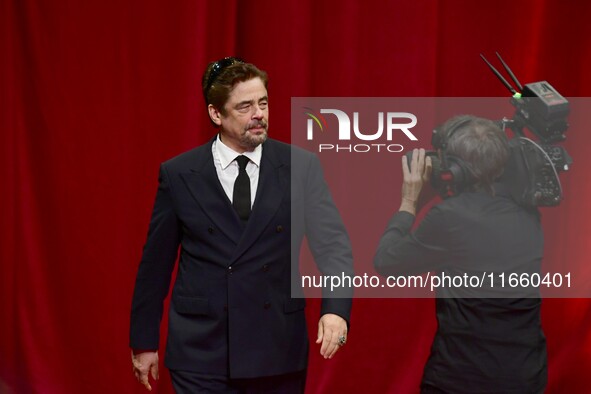 Portrait of actor Benicio Del Toro at the opening night of the Lumiere festival in Lyon, France, on October 12, 2024. 