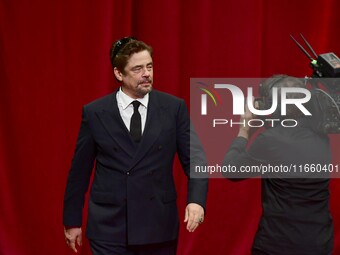 Portrait of actor Benicio Del Toro at the opening night of the Lumiere festival in Lyon, France, on October 12, 2024. (